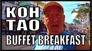 Koh Tao Sairee Beach Thailand Buffet breakfast Nice open air Restaurant [upl. by Marva905]