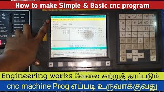 How to make a Simple CNC Program  Basic cnc programming for beginners Tamil  CNC vtlcncking7 [upl. by Miguela]