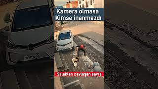 Kamera olmasa kimse inanmazdı Taşlara çarpan araba adamı ıskaladı Kamera olmasa inanır mıydınız [upl. by Enaira263]