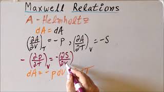 Thermodynamics Maxwell relations proofs 2 from 𝘈 and 𝘎 [upl. by Aineles168]