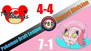 Pokémon Draft League  PBO PLAYOFFS 1 Sunnyside Suicunes VS 6 Tokyo Teddiursas  Sunset Round 1 [upl. by Adolph]