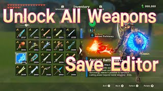 How to Unlock All Weapons  The Legend of Zelda Breath of the Wild  Save Editor  BotW [upl. by Notyep972]