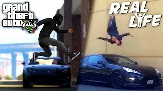 GTA 5 VS REAL LIFE 10  fun fail stunt [upl. by Wincer32]