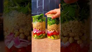 Protein Quinoa Salad In a Jar 😋 healthyrecipe mealprep [upl. by Guy]