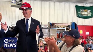 WATCH Biden briefly wears Trump hat during 911 visit in Shanksville [upl. by Eninnej]