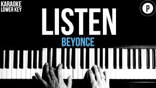 Beyonce  Listen Karaoke SLOWER Acoustic Piano Instrumental Cover Lyrics LOWER KEY [upl. by Carlisle193]