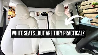 TESLA White Seat Covers  FULL Review EVBASE [upl. by Fihsak]