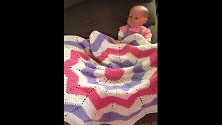 How To Crochet The Round Ripple Baby Blanket [upl. by Alberto366]