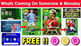 What Is Coming On Tomorrow amp Next Monday In eFootball 2024 Mobile  Epic Rummenigge amp Free Coins 🤩🔔 [upl. by Celio]