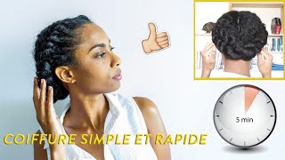 COIFFURE SIMPLE ET RAPIDE POUR CHEVEUX CRÉPUS ET FRISÉS  Idée coiffure pour cheveux naturel  5min [upl. by Lanam52]