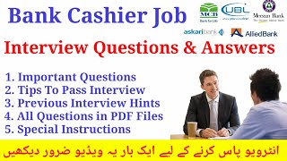 Bank Cashier Job Interview Questions amp Answers  Which Questions Asked in Bank Cashier Interview [upl. by Margarete]