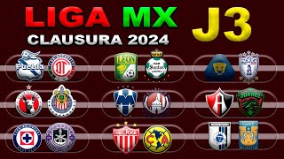 FECHAS HORARIOS Y CANALES PARA LA JORNADA 3 DE LA LIGA MX CLAUSURA 2024 [upl. by Emlyn585]