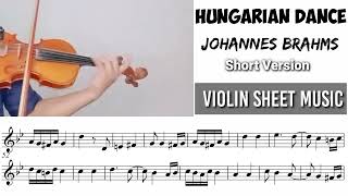 Free Sheet  Hungarian Dance  J Brahms  Violin Cover With Sheet Music [upl. by Berny563]