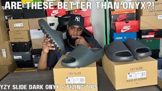 Are These Better than Onyx Adidas Yeezy Slide Dark Onyx On Feet Review With Sizing Tips [upl. by Aihtnic]