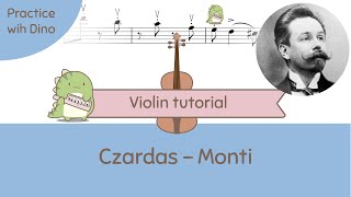 Czardas Csárdás  V Monti Violin Tutorial  Play along  Playing partner [upl. by Abroms424]