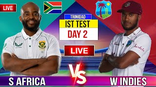 🔴 South Africa vs West indies Ist Test Day 2  Score and Commentary  Sa vs Wi day 2 [upl. by Gerrilee]