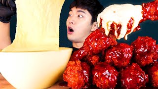 MUKBANG ASMRㅣSpicy Fire Chicken Stretchy Cheese Fondue Eat🍗Korean Buldak후니 Hoony Real Eating Sound [upl. by Kelcey]