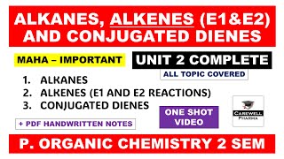 Unit 2 Complete  Alkane Alkene and Conjugated dienes  E1 and E2 Reactions  Carewell Pharma [upl. by Crompton947]