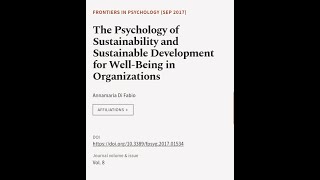 The Psychology of Sustainability and Sustainable Development for WellBeing in Organi  RTCLTV [upl. by Rico]