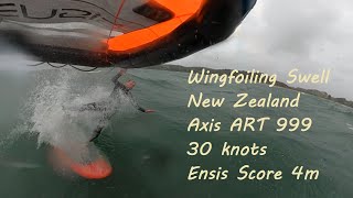 Wingfoiling Swell  30 kts  New Zealand  Axis ART 999  Ensis Score 4m [upl. by Nomyaw]