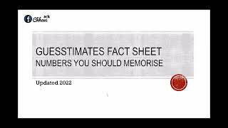 Guesstimate factsheet  What numbers to remember for solving guesstimates [upl. by Yreved]