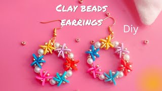 how to make clay beads earrings  clay beads earrings  clay beads [upl. by Elmore]