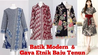 25 MODEL BAJU BATIKTUNIK BATIK DAN BAJU TENUN WANITA MODERN [upl. by Ahsikit]