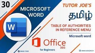 Table of Authorities in References Menu Microsoft Word in Tamil  MS Word in Tamil Office 365 [upl. by Thurmond]