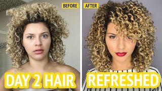 HOW I REFRESH MY CURLY HAIR WITH NO HEAT OR FRIZZ [upl. by Jacenta]