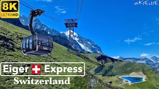 8K  Eiger Express Grindelwald Switzerland  Tricable Gondola  Return Trip  8K UHD Video [upl. by Nevins]