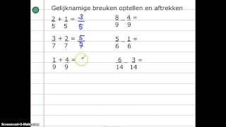 Gelijknamige breuken optellen en aftrekken [upl. by Hakeber]