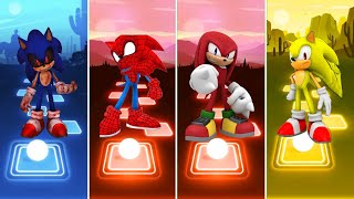 Spider Man Sonic 🆚 Super Sonic 🆚 Sonic Exe 🆚 Knuckles Exe Sonic  Sonic Tiles Hop EDM Rush [upl. by Poppy]