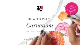 How to Paint Carnations in Watercolour  Hello Clarice Tutorials [upl. by Icrad]