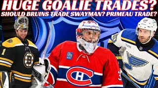 NHL Trade Rumours  Huge Goalie Trades Habs Bruins Sabres Blues Taylor Hall Healthy Scratch [upl. by Isoais123]