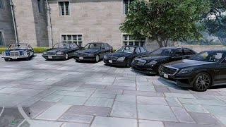 GTA V  MERCEDES S CLASS  W109 300SEL W126 560 SEL W140 S600 W220 S600 W221 S65 AMG W222 S600 [upl. by Shina]