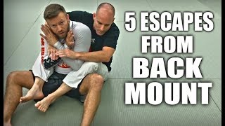 JiuJitsu Escapes  5 Ways Out of Back Mount [upl. by Lajet]