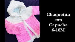 Como tejer chaquetita con capucha casaquinho abrigo o chambrita para bebé Crochet for baby 180 [upl. by Eiralav]