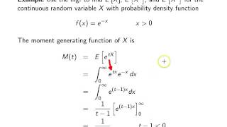 Moment generating functions  Example 1 [upl. by Kenwrick]