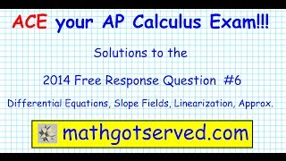 2014 ap Calculus frq Free Response question 6 Differential Equations slope field [upl. by Damha363]