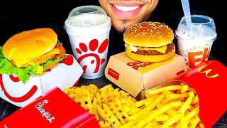 ASMR MCDONALD S vs CHICK FIL A MUKBANG OREO MCFLURRY WAFFLE FRIES QUARTER POUNDER WITH CHEESE JERRY [upl. by Ardell170]