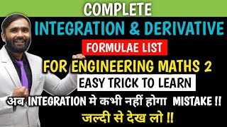 Complete Integration and Derivative Formulae List  Easy Trick to Learn Engineering Mathematics 2 [upl. by Auqinot]