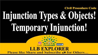 🎯Injunction  Types  Object  Temporary amp Permanent Injunction Principles Of Injunction [upl. by Beichner561]