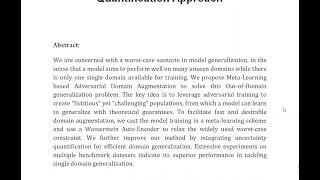 Out of Domain Generalization From a Single Source An Uncertainty Quantification Approach [upl. by Levenson]