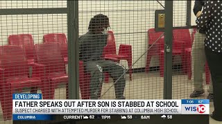 Father speaks out after son is stabbed at school [upl. by Karlen378]