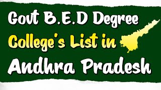 Government BEd Degree Colleges List in Andhra Pradesh  Yours Media [upl. by Colan567]