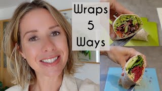 WRAPS 5 WAYS  5 DELICIOUS LUNCH BOX WRAP IDEAS  Kerry Whelpdale [upl. by Nnahgem]