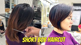 CONCAVE BOB HAIRCUT  POTONG RAMBUT BOB  HAIR MAKE OVER [upl. by Brenda914]