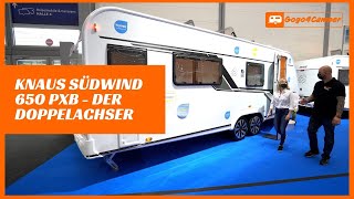 Vorstellung Knaus Südwind 650 PXB  Doppelachser Wohnwagen mit Queensbett amp Heckbad  Caravan Salon [upl. by Nosyla757]