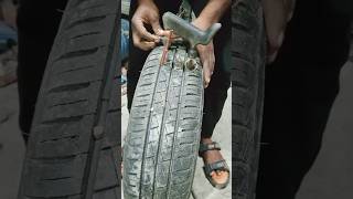 Tubeless tyre repaircar tyre tires tubeless rajutyreripiarig120 [upl. by Bakki]