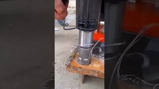 Steel plate drilling process with magnetic electric drill [upl. by Leasi]